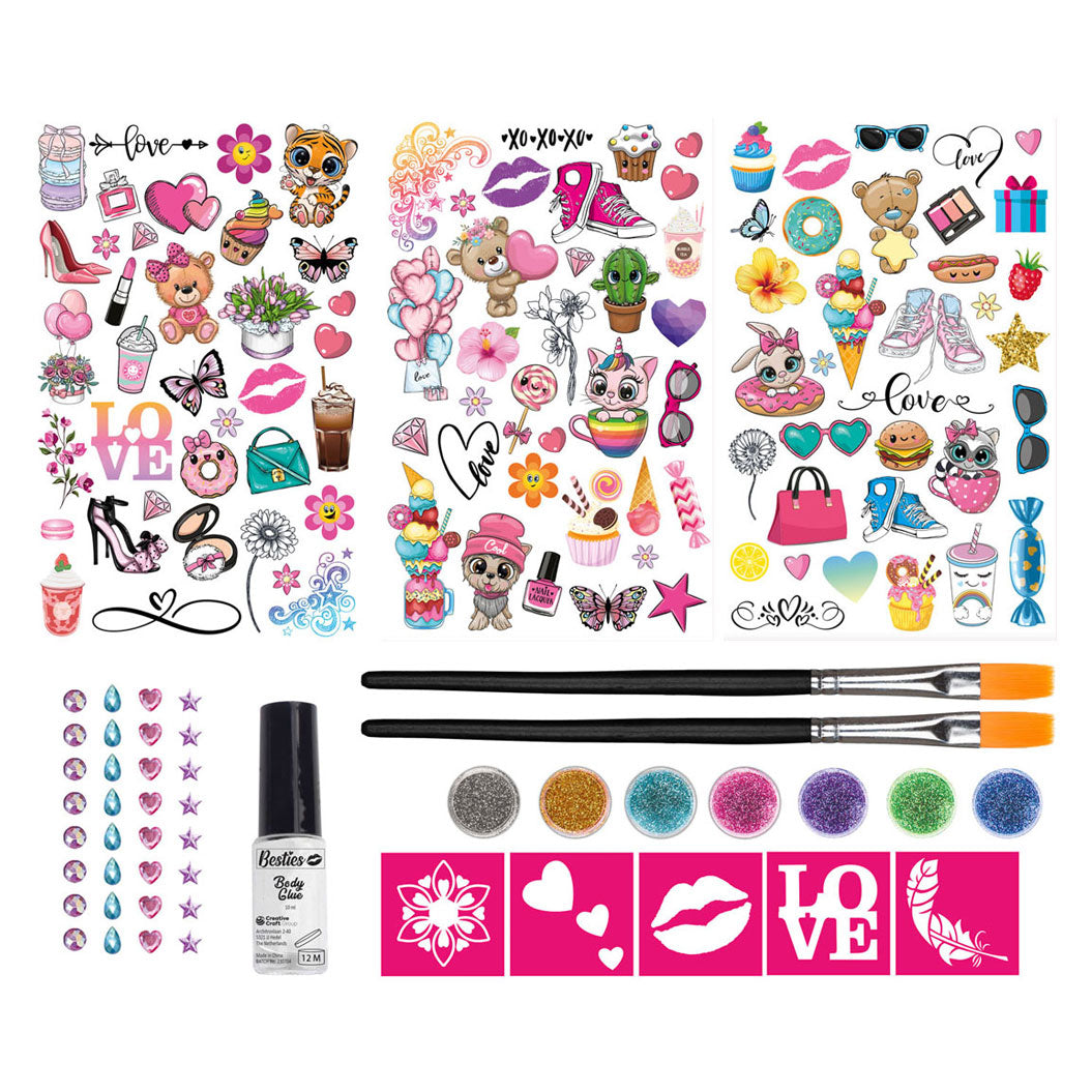 Besties glitter tattoo set