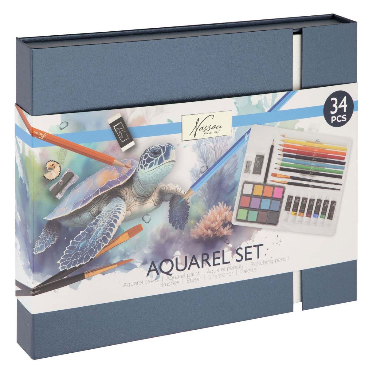 Creative craft group aquarel art verf- en tekenset, 34dlg.