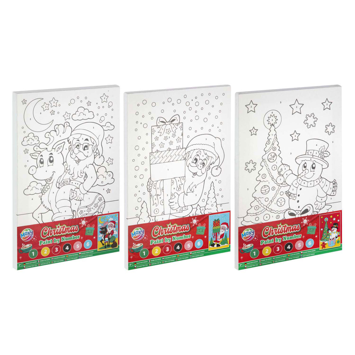 Creative craft group canvas schilderen op nummer kerstmis - incl 6 kleuren verf en penseel