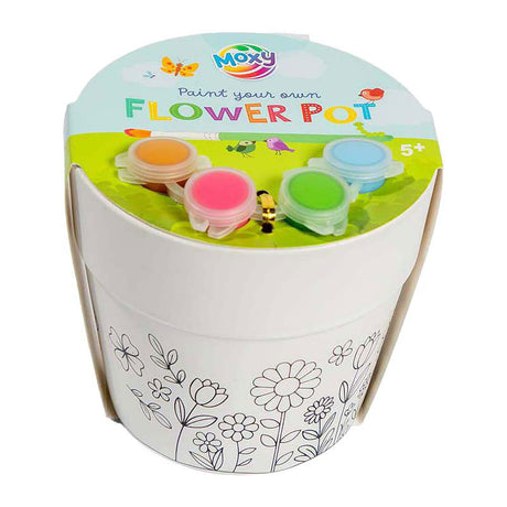 Creative craft group verf-je-eigen bloempot - incl. 4 verfkleuren 1 kwast