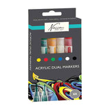 Nassau fine art professionele acrylstiften | 6 verschillende kleuren | doppelmarkers | geschikt voor stenen - schoenen - glas - plastic - hout - kleding