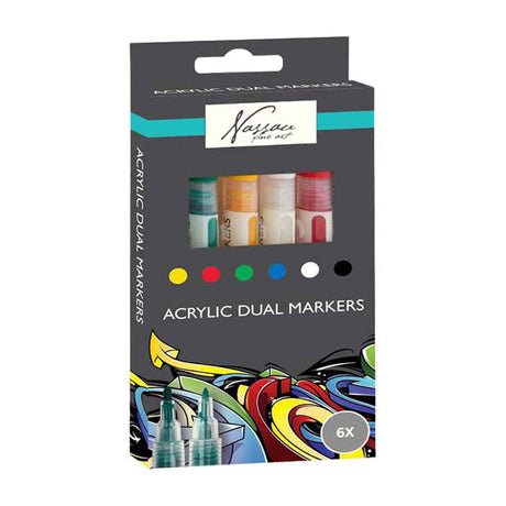 Creative craft group nassau acryl marker set met dubbele punt - 6st.
