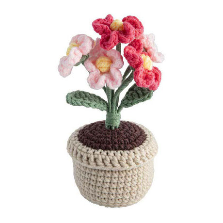Creative craft group haakpakket bloempot roze bloemen - incl. naald en draad