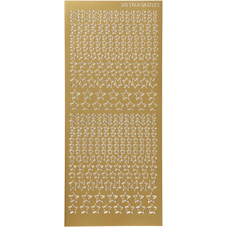 Stickers, sterren, vel 10x23 cm, goud, 1 vel