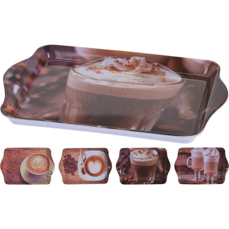 Excellent houseware dienblad van melamine met verschillende koffie dessin 21x14cm