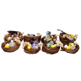 Vogelnestjes 2 in box 4 assorti kleur pasen | 6 stuks
