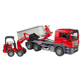 Bruder , miniatuurauto van de man tgs vrachtwagen met container, rood