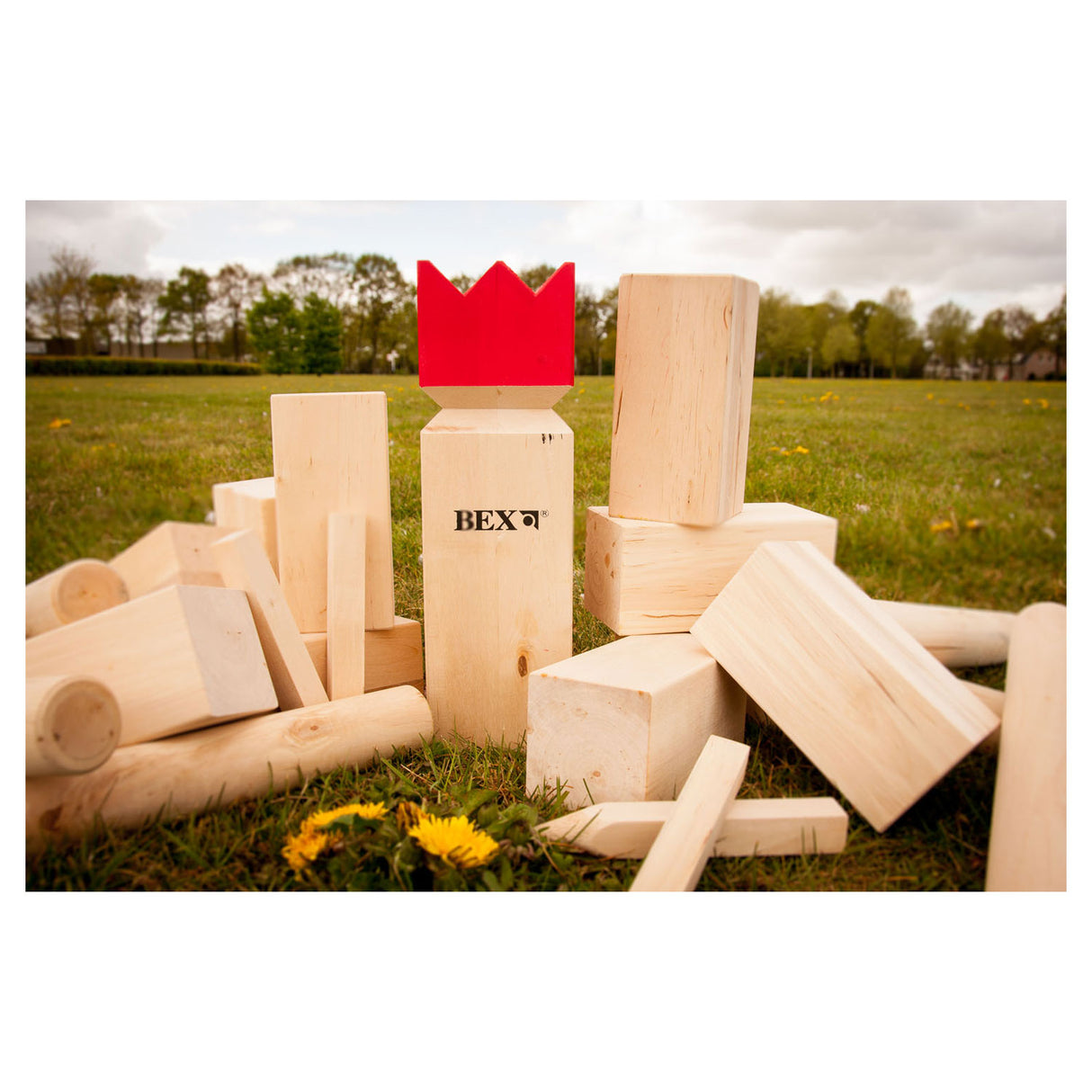 Bex kubb original rubberhout met rode koning