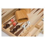 Engelhart backgammon 15 inch - hout ingelegd bord - houten koffer met handvat - luxe uitvoering -