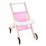 Houten poppenwandelwagen roze