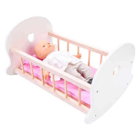 Angel toys poppenbedje schommelwieg, roze wit
