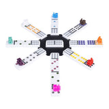 Engelhart domino dubbel 12 mexican train – 91 stenen met gekleurde ogen – luxe aluminium koffer met handvat – inclusief station treinen – strategisch familiespel –