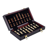 Engelhart schaakspel deluxe inklapbaar – houten schaakset van essenhout – luxe bruin schaakbord 30 x 30 x 5,5 cm – opklapbaar compact –