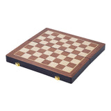 Engelhart schaakspel deluxe inklapbaar – houten schaakset van essenhout – luxe bruin schaakbord 38 x 38 x 5,8 cm – opklapbaar compact –