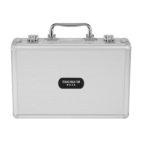 Longfield pokerset in zilveren koffer met 200 chips – compleet met kaarten, dealer buttons dobbelstenen – engelhart