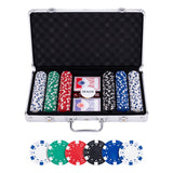 Longfield pokerset in zilveren koffer met 300 chips (11,5 g) – compleet met kaarten, dealer buttons dobbelstenen – engelhart
