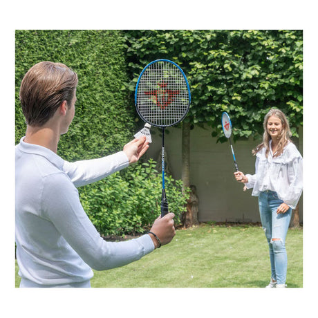 Engelhart badmintonset 2 spelers – inclusief 2 rackets van tempered steel 2 shuttles – pvc draaghoes – outdoor indoor –