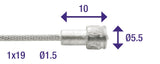 Elvedes Rem binnenkabel 2000mm RVS ø1,5mm V-nippel (100 stuks)