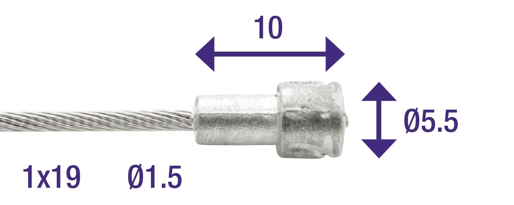 Rem binnenkabel Elvedes 2000mm RVS ø1,5mm V-nippel (100 stuks)