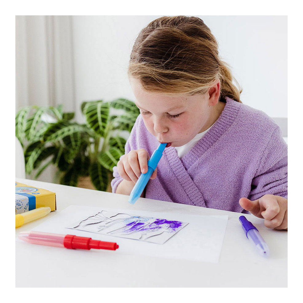 Totum spraypens 5 blaaspennen knutselset incl. unicorn en dieren sjablonen - creatief speelgoed knutselen tekenen en schilderen knutselen cadeau tip