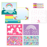 Totum unicorn designer vakantieboek, doeboek stickeren, tekenen en schrijven creatief speelgoed meisjes vanaf 3 jaar - 25 delig - incl. stickers en sjablonen knutselen cadeau tip