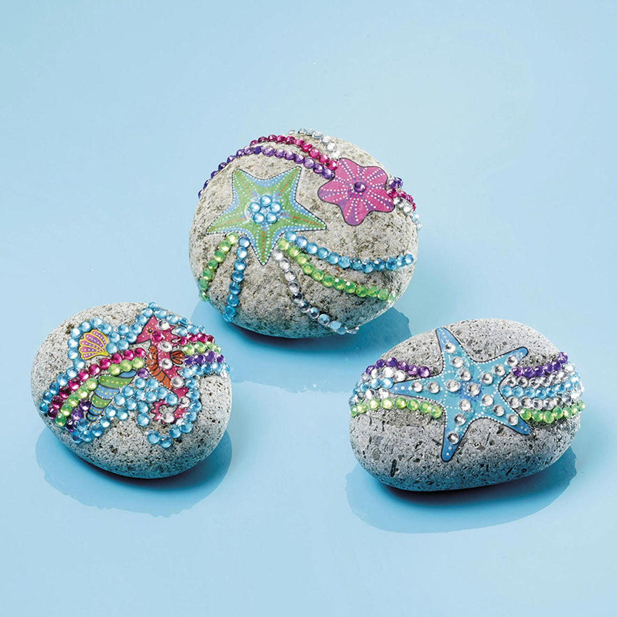 Totum knutselset stenen versieren met zeester incl. 350+ strass steentjes - rock starfish cadeautip creatief speelgoed meisjes en jongens vanaf 5 jaar knutselen