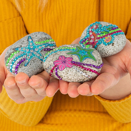 Totum knutselset stenen versieren met zeester incl. 350+ strass steentjes - rock starfish cadeautip creatief speelgoed meisjes en jongens vanaf 5 jaar knutselen