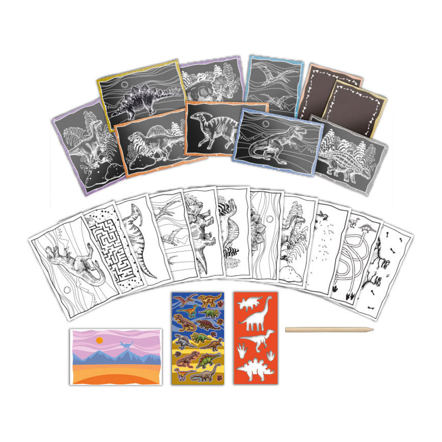 Totum dino vakantie doeboek kraskaarten en kleurboek dinosaurus scratch art junior harde kaft a5 forever dino