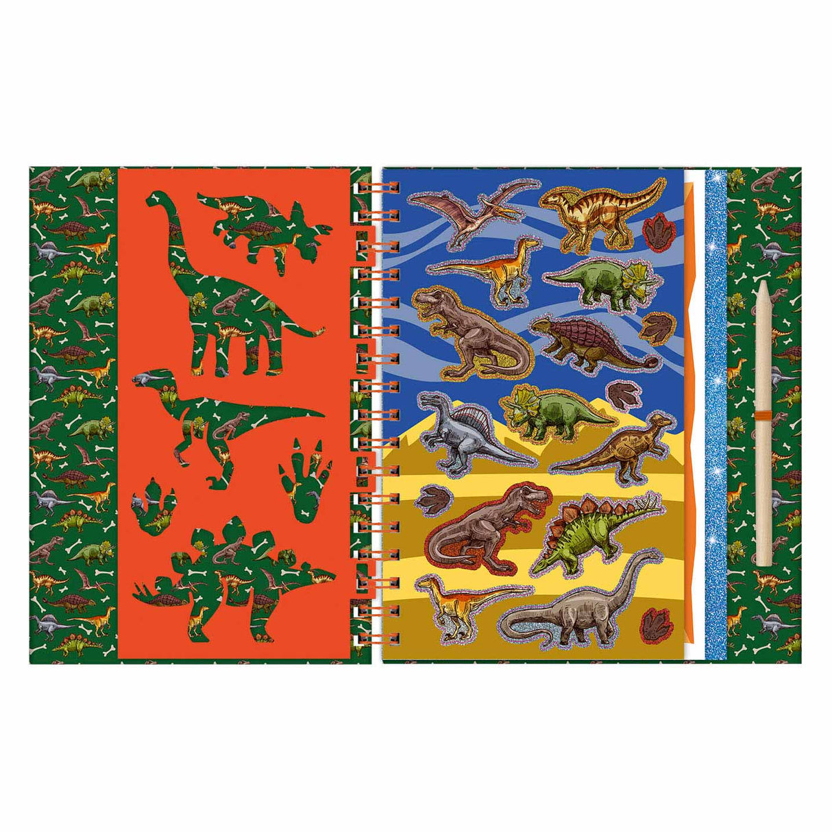 Totum dino vakantie doeboek kraskaarten en kleurboek dinosaurus scratch art junior harde kaft a5 forever dino