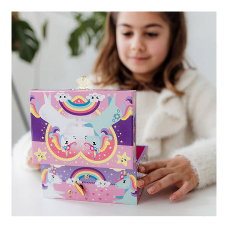 Totum unicorn sieradendoosje met muziek, juwelenkistje muziekdoosje met geluid | speelgoed meisjes - draaiende unicorn en spiegel cadeau tip peuter kleuter