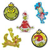 Totum the grinch - 5 diamond painting hangers maken - speelgoed jongens en meisjes vanaf 5 jaar - knutselset home deco