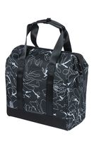 Basil Grand Flower fietsshopper zwarte waterafstotende tas met laptopvak 23L