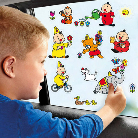 Bambolino bumba verplaatsbare raamstickers - 4 vellen - met speelachtergrond - peuter en kleuter speelgoed - knutselen - voor meisjes en jongens - vanaf 3 jaar - speelgoed kinderen - toys