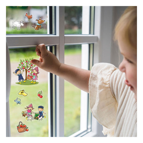 Totum fien teun raamstickers, niet permanente verplaatsbare stickers - met speelachtergrond - vanaf 3 jaar - bambolino toys