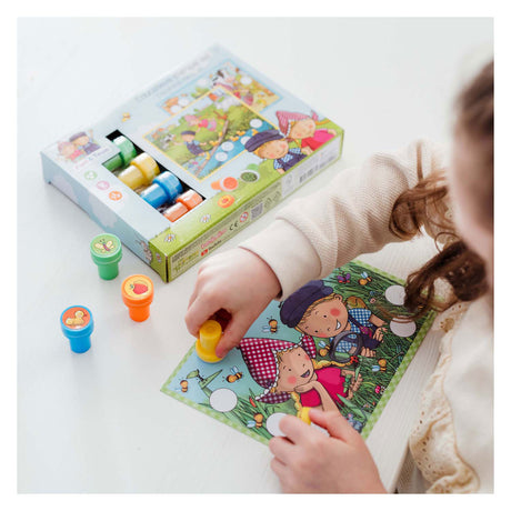 Fien teun creatieve stempelset, stempels en gekleurde kaarten - creatief, educatief speelgoed - boerderij speelgoed - vanaf 3 jaar - bambolino toys