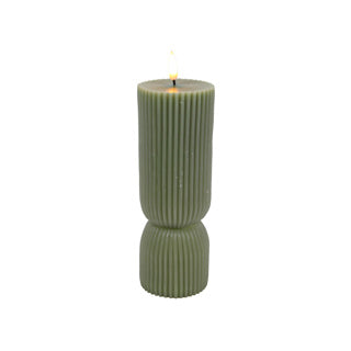No brand led kaars ribbel zacht groen d7x20cm 2xaa excl.