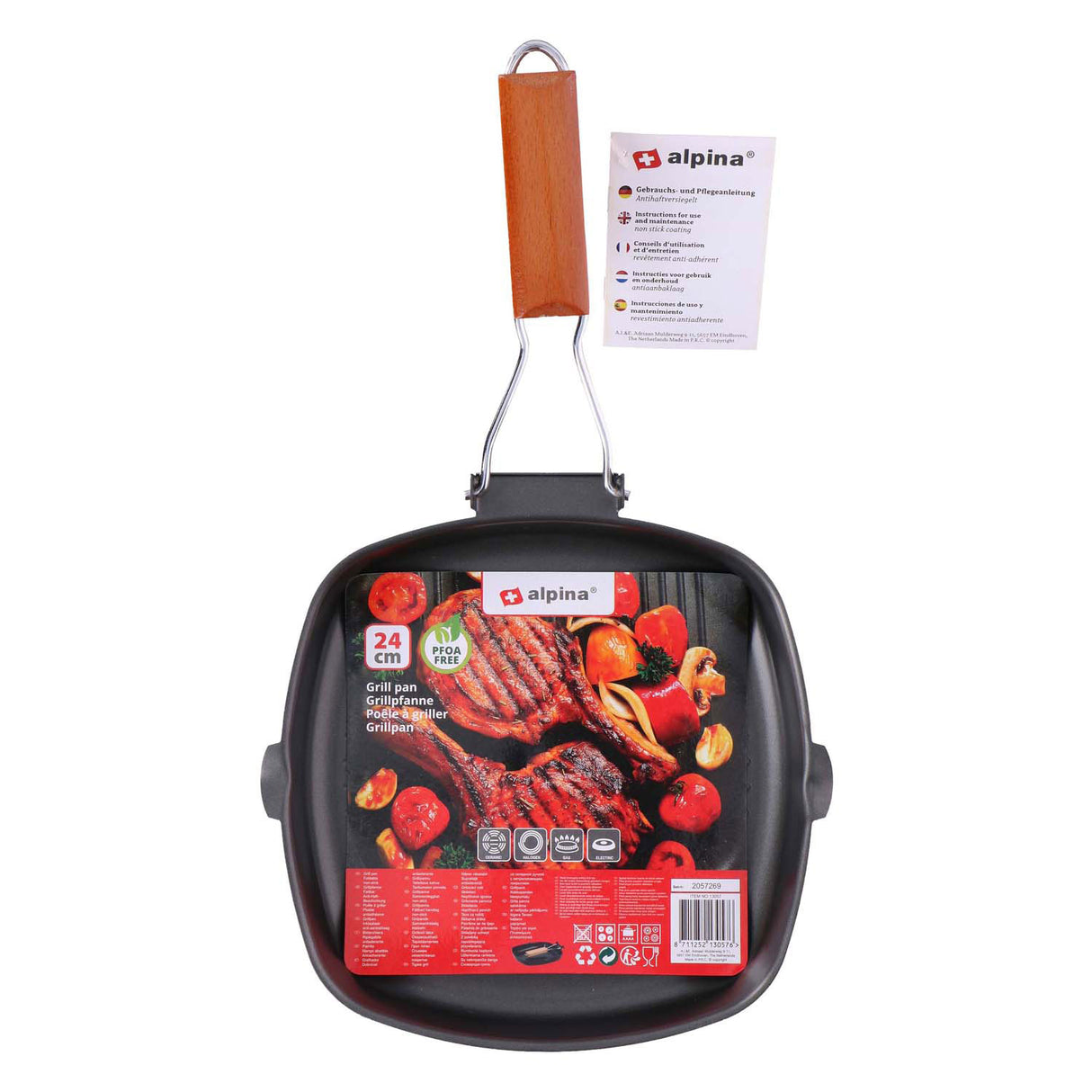Alpina inklapbare grillpan, 24x24cm