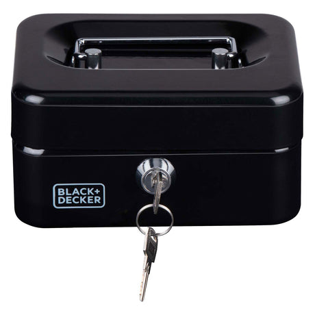Black+decker geldkistje zwart met sleutel, 6 vakken