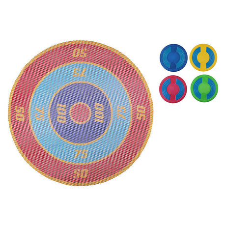 Eddy toys werpspel 5-delig - zwembad speelgoed kinderen - drijvend doelspel met schijven - spel voor water en tuin - diameter 65cm - multicolor