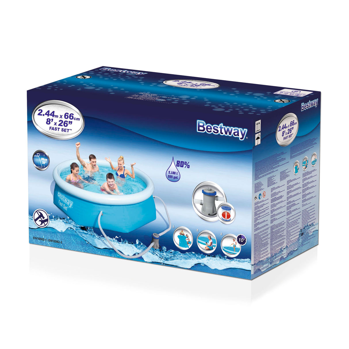 Bestway fast set zwembad (met filterpomp), 244x68cm