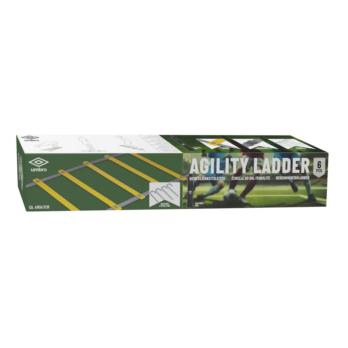 Umbro behendigheidsladder met grondhaken, 4m
