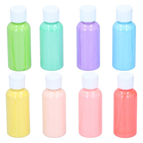 Merkloos sans marque acrylverf pastel set kinderverf 4 flesjes multi kleuren 80ml.