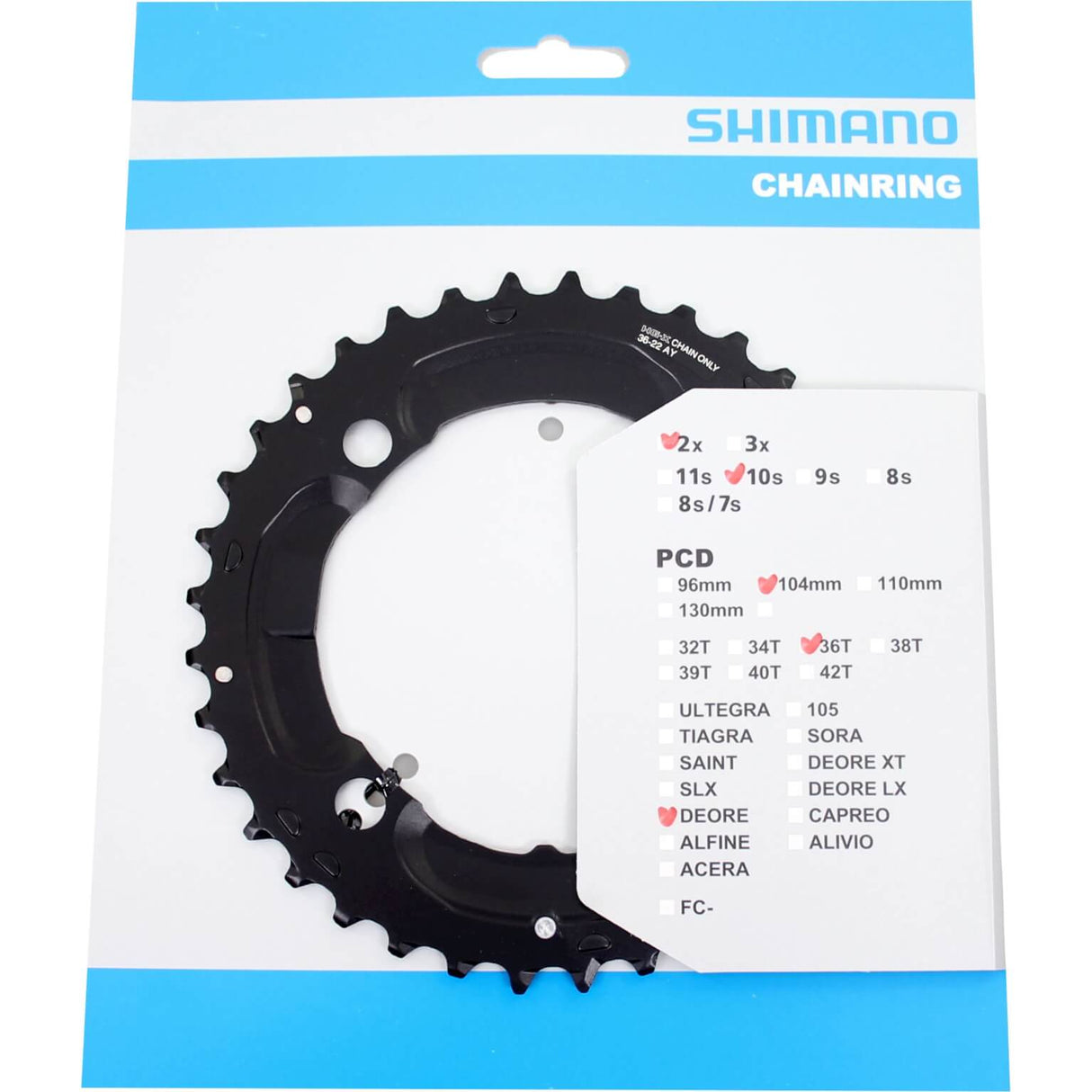 Shimano Kettingblad Deore 10V 36T Y1RP98070 M617 zwart