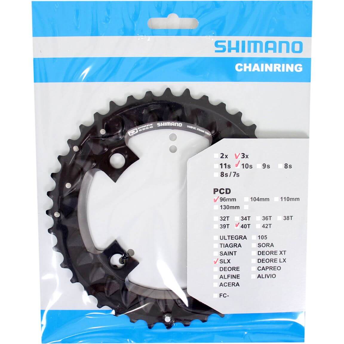 Shimano kettingblad SLX 10V 40T Y1VE98010 M7000