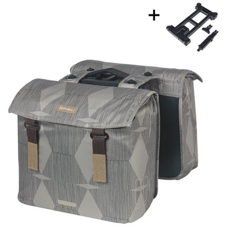 Basil dubbele fietstas elegance mik 40 - 49 liter - chateau taupe