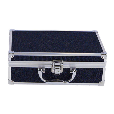 Casuelle aluminium make-up koffer donkerblauw glitter