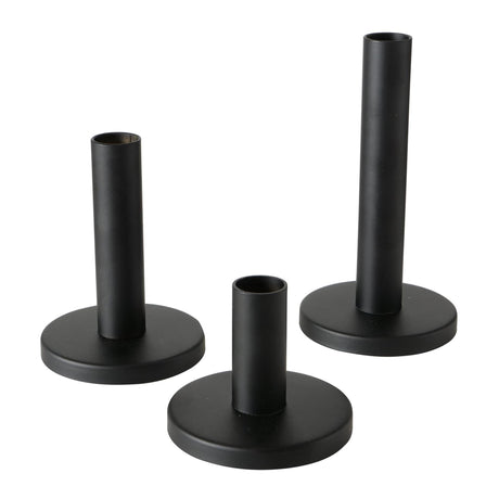 Boltze home kaarsenstandaardset malko 3-delig metaal rond ø9xh16cm zwart