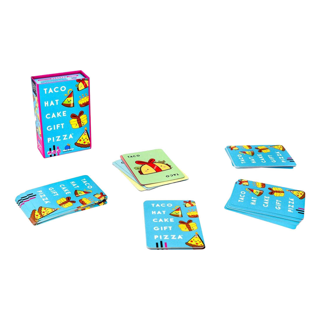 Geronimo games blue orange kaartspel taco hat cake gift pizza