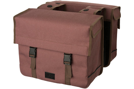 Fastrider celo - dubbele fietstas - 34l - bruin - waterafstotend washed canvas - snelsluiting - mik systeem - reflectie