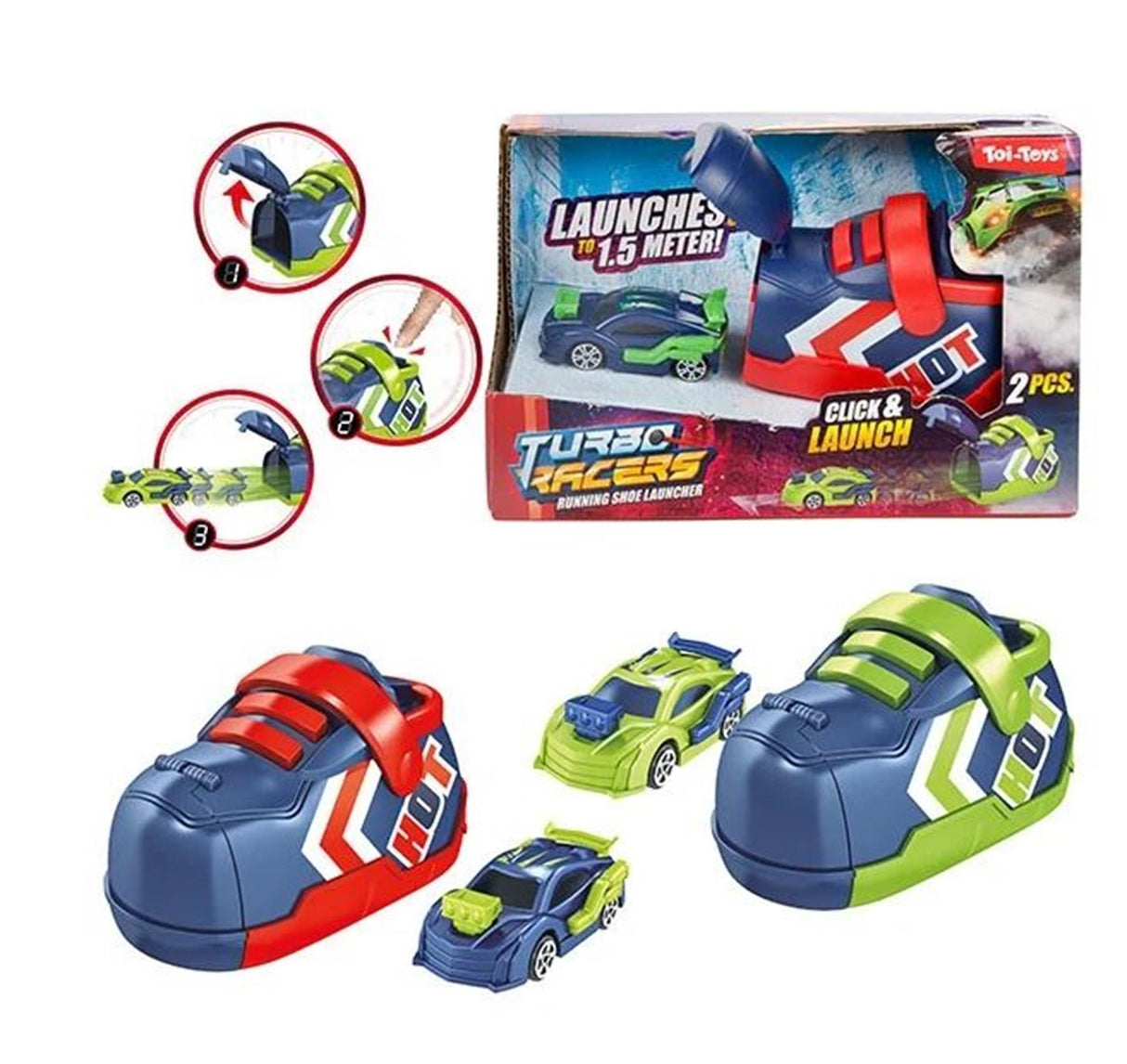 Toi-toys turbo racers rally auto met schoen afschieter